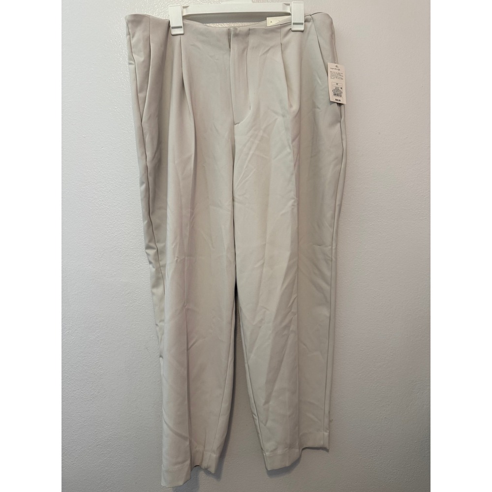 A New Day Womens Beige Tapered Leg Highest Rise Stretch Pleated Pants Size 17R